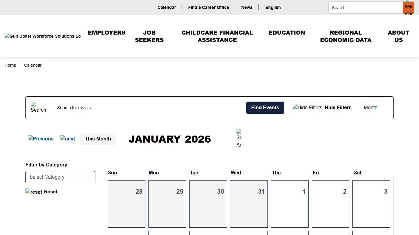 Calendar Gulf Coast Workforce Solutions